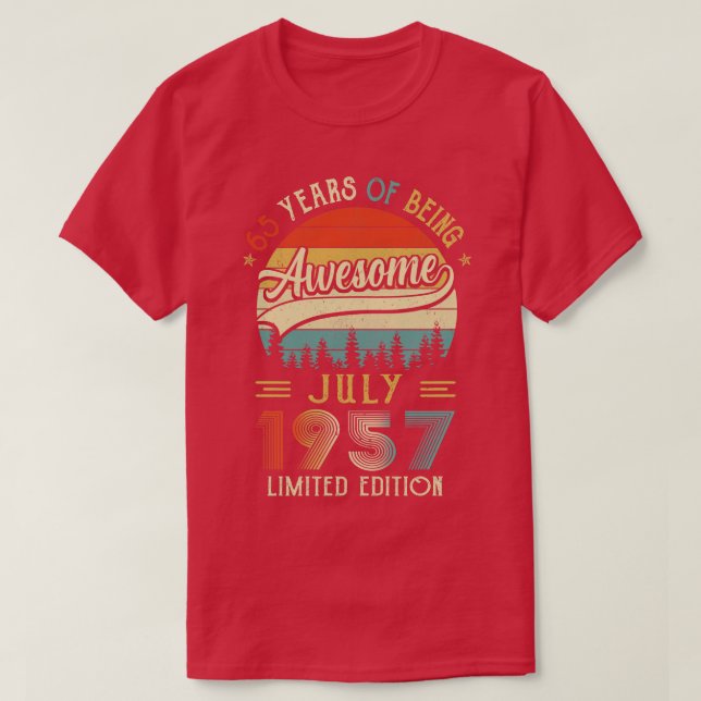 Camiseta Nascer De Julho De 1957 65º Aniversário Feito Em 1 (Frente do Design)