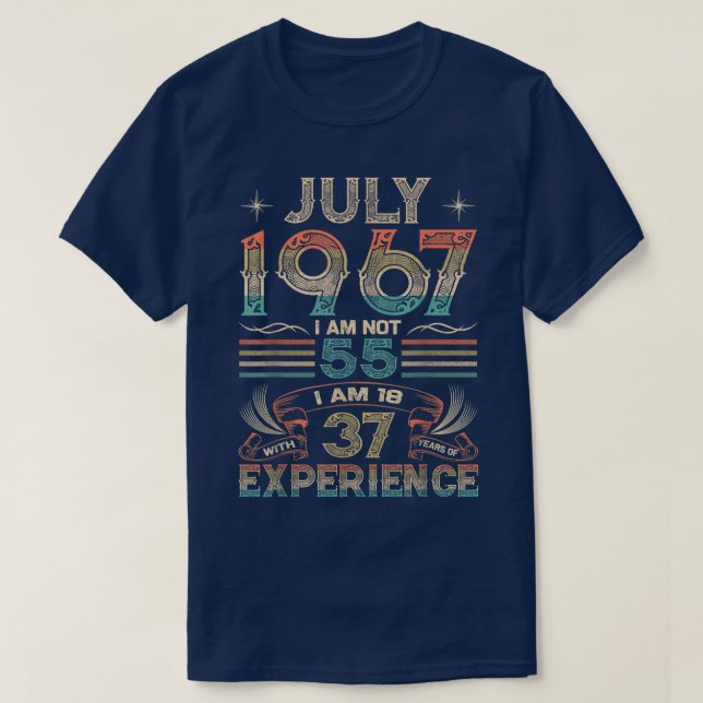 Camiseta Nascer de julho de 1967 55º aniversário Feito em 1 (Frente do Design)