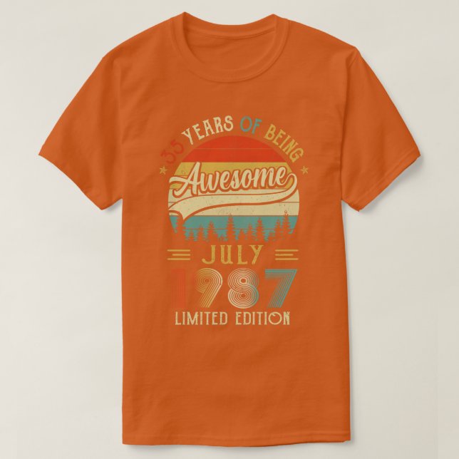 Camiseta Nascer De Julho De 1987 35º Aniversário Feito Em 1 (Frente do Design)