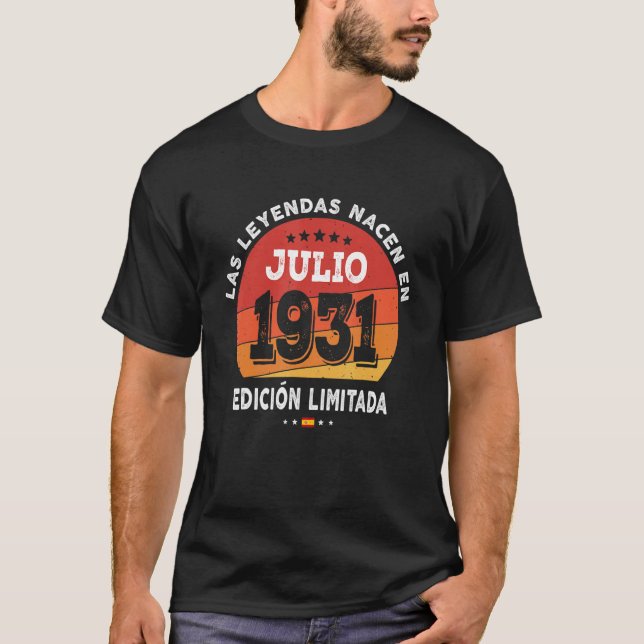 Camiseta Nascer De Legendas Em Julho De 1931 91º Aniversári (Frente)