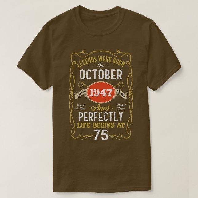 Camiseta Nascer De Legendas Em Outubro De 1947 75º Aniversá (Frente do Design)