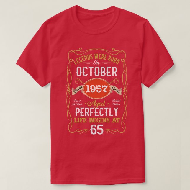 Camiseta Nascer De Legendas Em Outubro De 1957 65º Aniversá (Frente do Design)