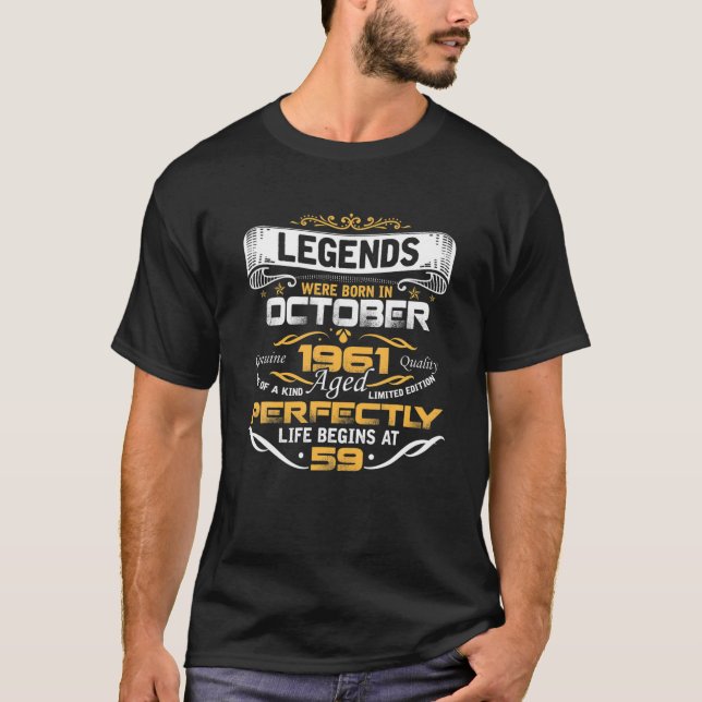 Camiseta Nascer De Legendas Em OUTUBRO De 1961 59º Aniversá (Frente)