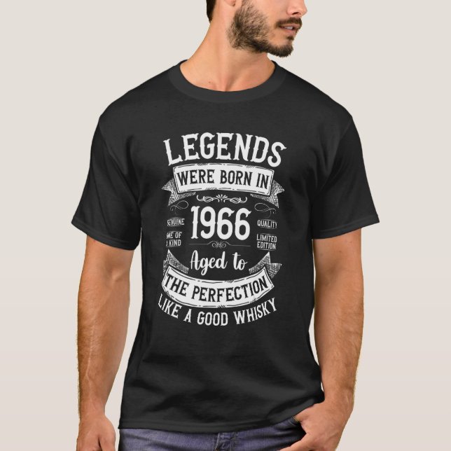 Camiseta Nascer De Lendas Em 1966 Com Idade Como Uma Boa Le (Frente)