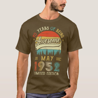 Camiseta Nascer De Maio De 1952 Aniversário 70 Feito Em 195
