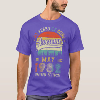 Camiseta Nascer De Maio De 1982 Feito Em 1982, 40 Anos De