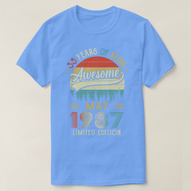 Camiseta Nascer De Maio De 1987 35º Aniversário Feito Em 19 (Frente do Design)