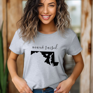 Camiseta Nascer de Maryland e Tee do Estado Raised