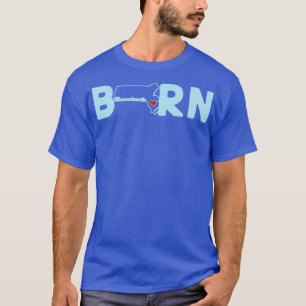 Camiseta Nascer de Massachusetts com o Contorno de Estado d
