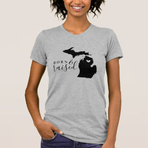 Camiseta Nascer de Michigan e Tee Raised State