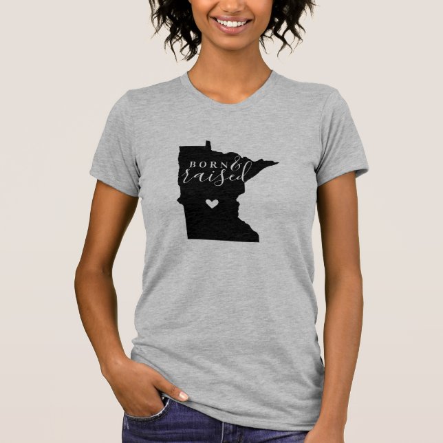 Camiseta Nascer de Minnesota e Tee Raised State (Frente)