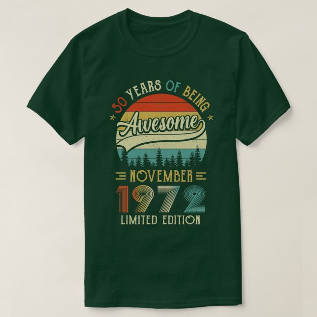 Camiseta Nascer De Novembro De 1972 50º Aniversário Feito E (Frente do Design)