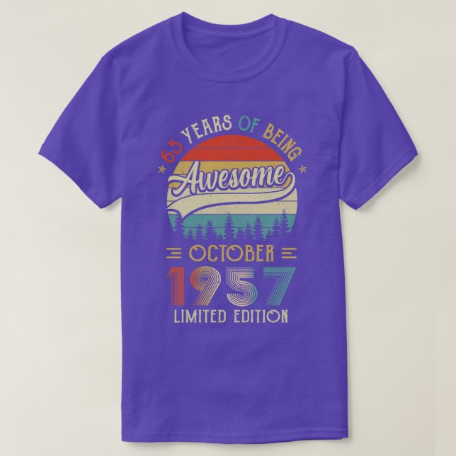 Camiseta Nascer De Outubro De 1957 65º Aniversário Feito Em (Frente do Design)