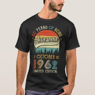 Camiseta Nascer De Outubro De 1962 60º Aniversário Feito Em