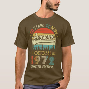 Camiseta Nascer De Outubro De 1972 50º Aniversário Feito Em