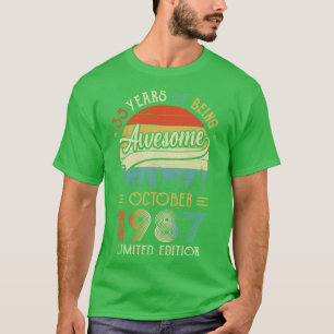 Camiseta Nascer De Outubro De 1987 35º Aniversário Feito Em