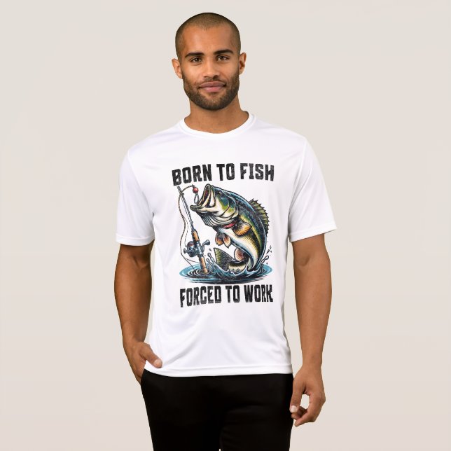 Camiseta Nascer de peixe forçado ao trabalho (Frente Completa)