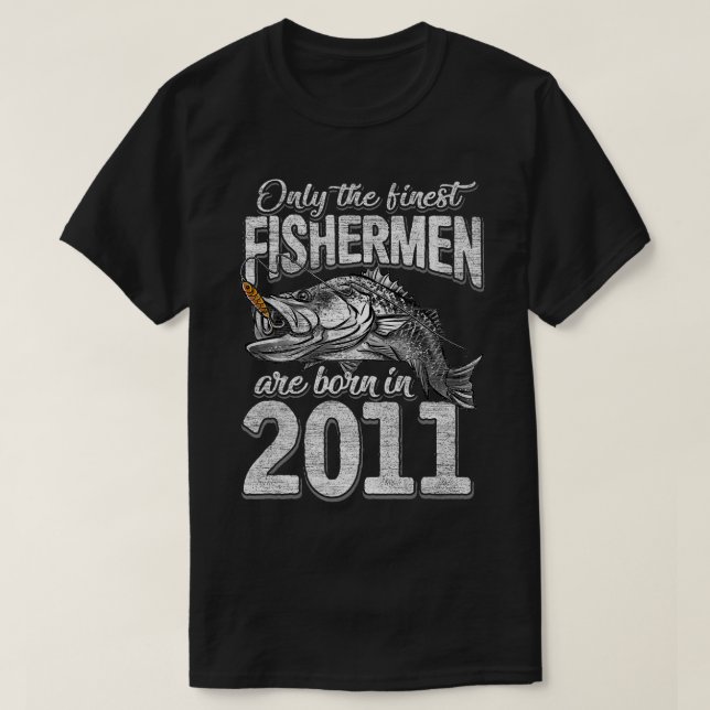 Camiseta nascer de pescadores de 10 anos em 2011 Pescador 1 (Frente do Design)
