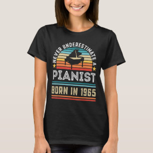 Camiseta Nascer de pianista em 1965 60º Piano de Aniversári