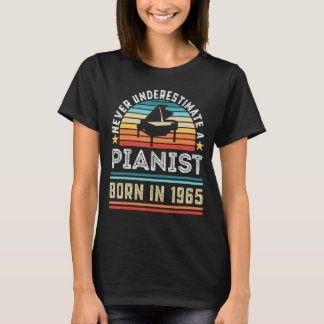 Camiseta Nascer de pianista em 1965 60º Piano de Aniversári