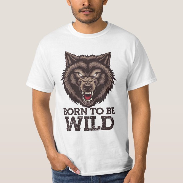 Camiseta Nascer de ser Lobo Selvagem: Espírito Alfa Indomad (Frente)