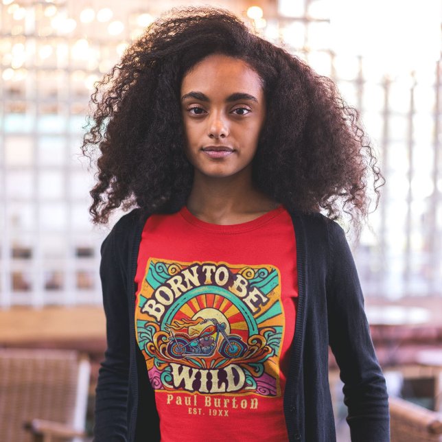 Camiseta Nascer de ser Wild Retro Biker (Criador carregado)