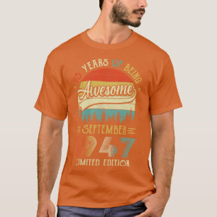 Camiseta Nascer De Setembro De 1947 75º Aniversário Feito E