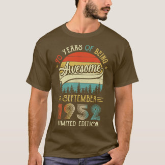 Camiseta Nascer De Setembro De 1952, Aniversário 70 Feito E