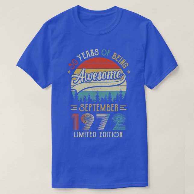Camiseta Nascer De Setembro De 1972 50º Aniversário Feito E (Frente do Design)