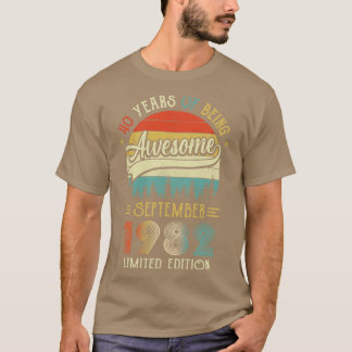 Camiseta Nascer De Setembro De 1982 aniversário de 40 anos 