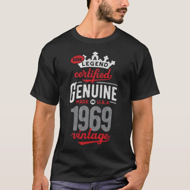 Camiseta Nascer de uma lenda Genuína feita nos EUA Ano de N (Frente)