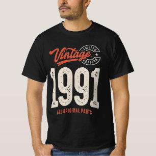 Camiseta Nascer de Vintage em 1991 - 33 Aniversário - Cláss