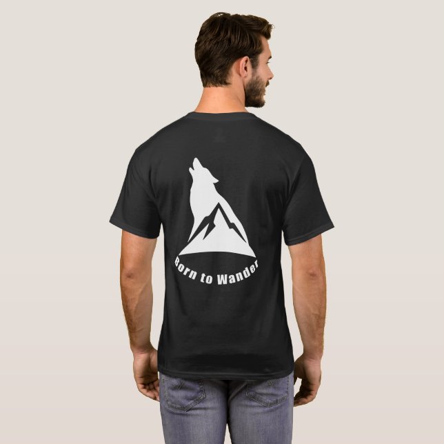 Camiseta Nascer de Wander Wolf & Mountain Nature Lover & Hi (Parte Traseira Completa)