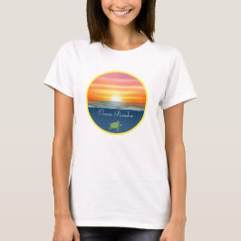Camiseta Nascer do sol no oceano e tartaruga