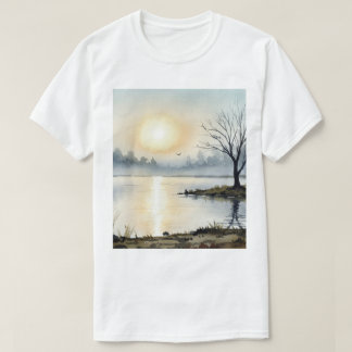 Camiseta Nascer do sol sobre um lago