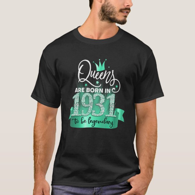 Camiseta Nascer em 1931 I Black Turquoise Party Outfit & Ac (Frente)