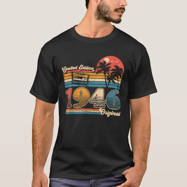 Camiseta Nascer em 1946 Bday Retro Limited Edition Men Wome (Frente)