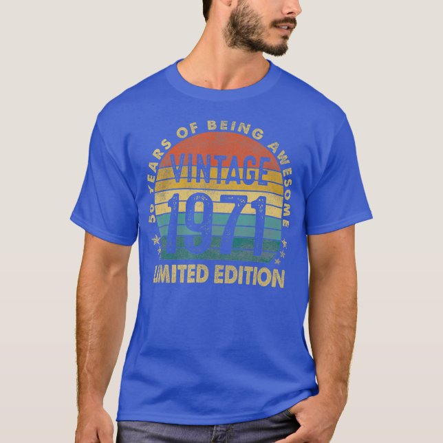 Camiseta Nascer Em 1971 50º Presentes De Aniversário Feitos (Frente)