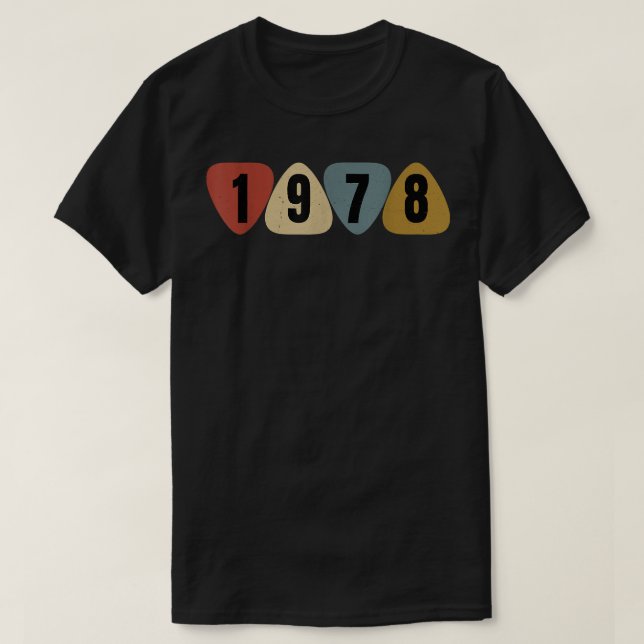 Camiseta Nascer Em 1978 Na Guitarista Guitarist Pick Music  (Frente do Design)