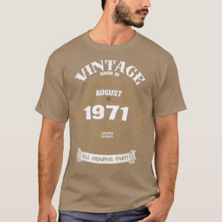 Camiseta Nascer em agosto de 1971 Aniversário