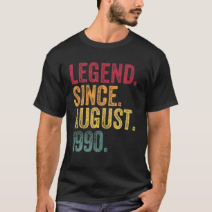 Camiseta Nascer Em Agosto De 1990 aniversário de 30 anos D