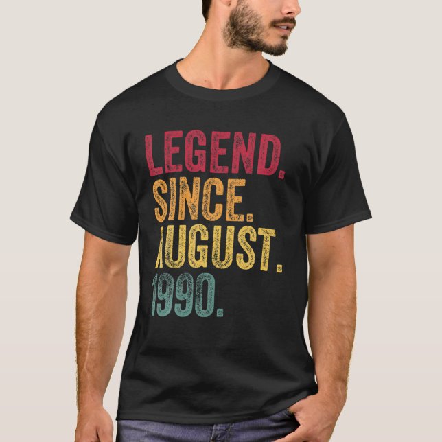 Camiseta Nascer Em Agosto De 1990 Oferta De aniversário de  (Frente)