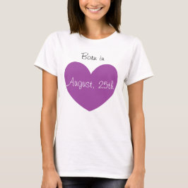 Camiseta Nascer em agosto Impressão de Coração Púrpura Pers