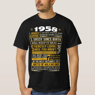 Camiseta Nascer em fatos de 1958, Nascer em 1958 Retro Vint