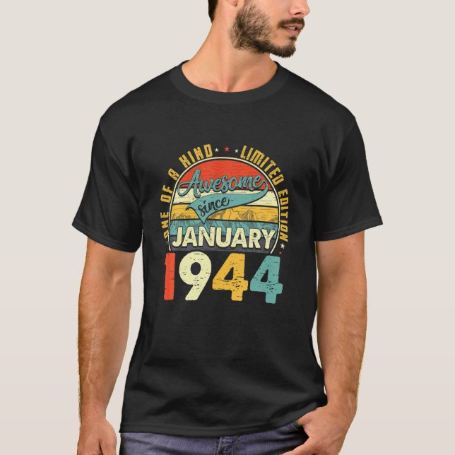 Camiseta Nascer Em Janeiro De 1944 (Frente)