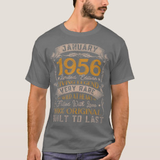 Camiseta Nascer Em Janeiro De 1956 Vintage 65º Presente De
