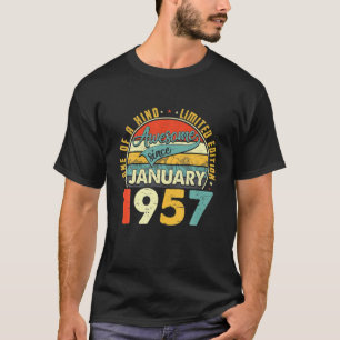 Camiseta Nascer Em Janeiro De 1957 65º Aniversário Presen