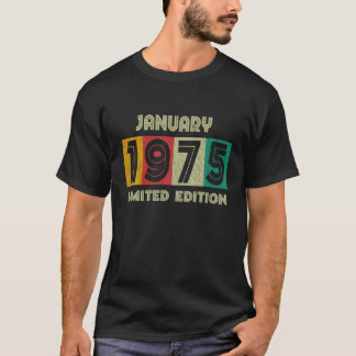 Camiseta Nascer Em Janeiro De 1975 47º Aniversário Presente