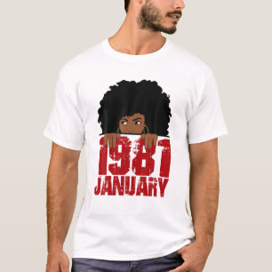Camiseta Nascer Em Janeiro De 1981 aniversário de 40 anos N