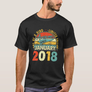 Camiseta Nascer Em Janeiro De 2018 4º Aniversário Do Presen